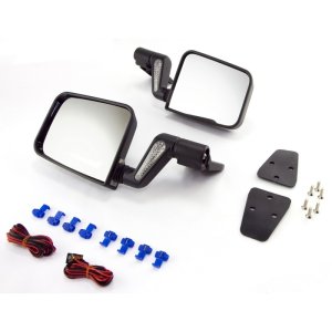 Jeep Wrangler Heated Door Mirror Kit - Rugged Ridge - Includes LED Turn Signals - Black - `87-`02